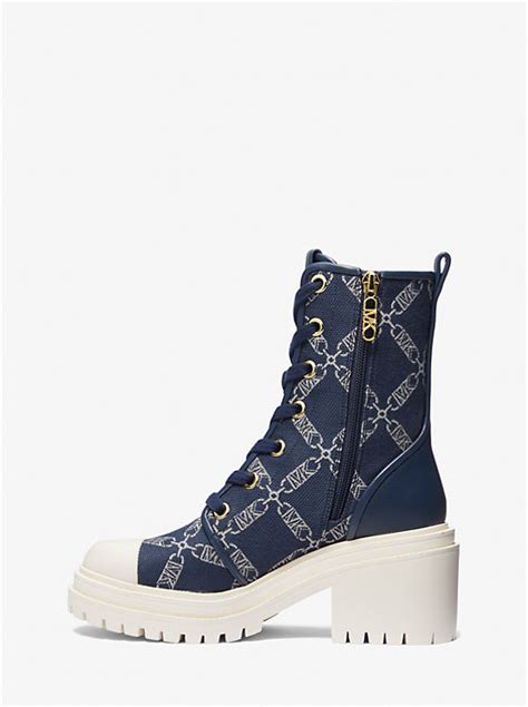 michael kors hanley|Hanley Empire Logo Jacquard Combat Boot .